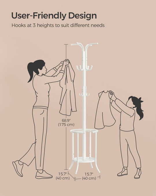 Coat Rack With Umbrella Holder | Freestanding Entryway Stand