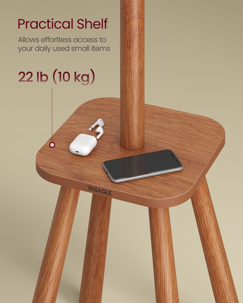 Freestanding Coat Rack | Tree Hooks With Lower Storage Shelf
