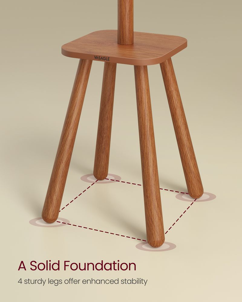 Freestanding Coat Rack | Tree Hooks With Lower Storage Shelf