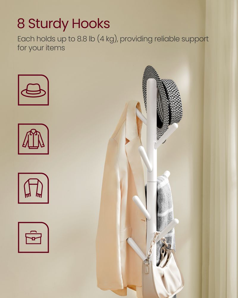 Freestanding Coat Rack | Tree Hooks With Lower Storage Shelf