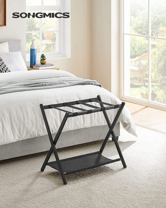 Folding Luggage Rack Set | Suitcase Stand With Storage Shelf