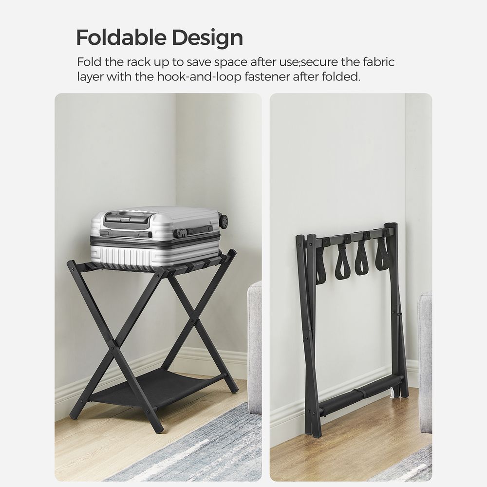 Folding Luggage Rack Set | Suitcase Stand With Storage Shelf