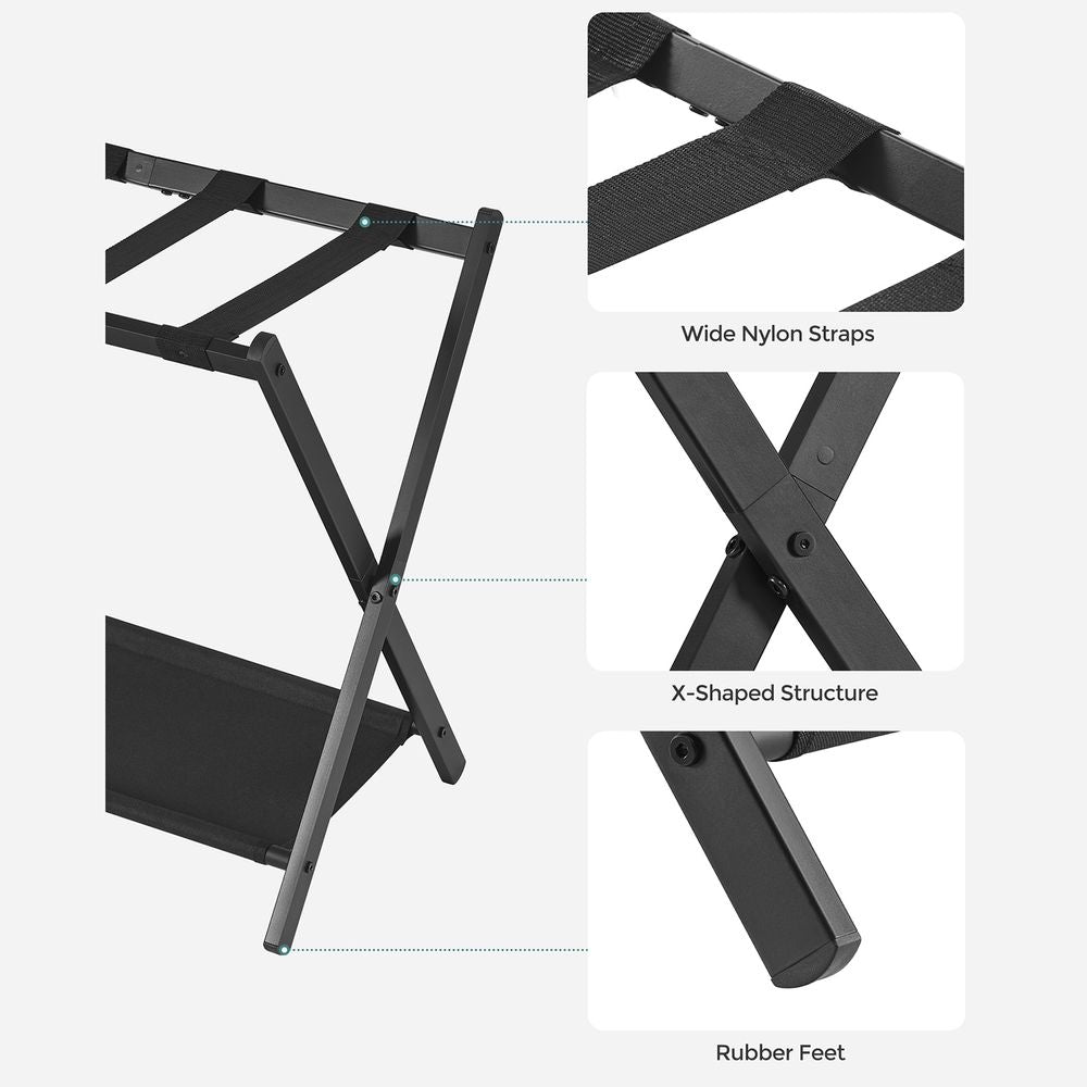Folding Luggage Rack Set | Suitcase Stand With Storage Shelf