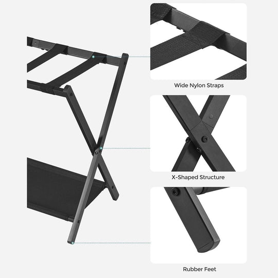 Folding Luggage Rack Set | Suitcase Stand With Storage Shelf