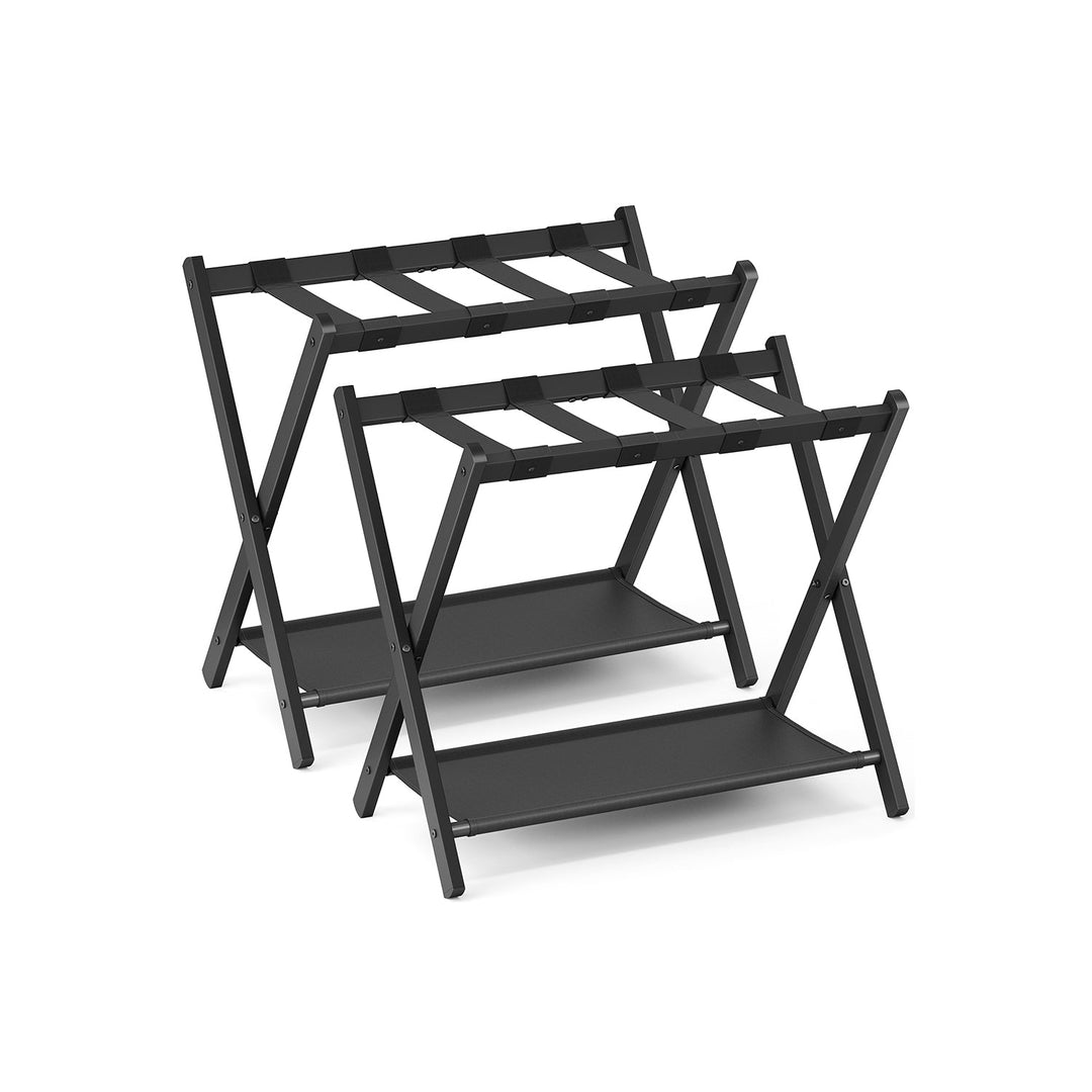 Folding Luggage Rack Set | Suitcase Stand With Storage Shelf