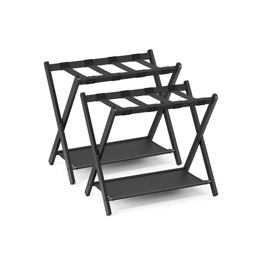 Folding Luggage Rack Set | Suitcase Stand With Storage Shelf