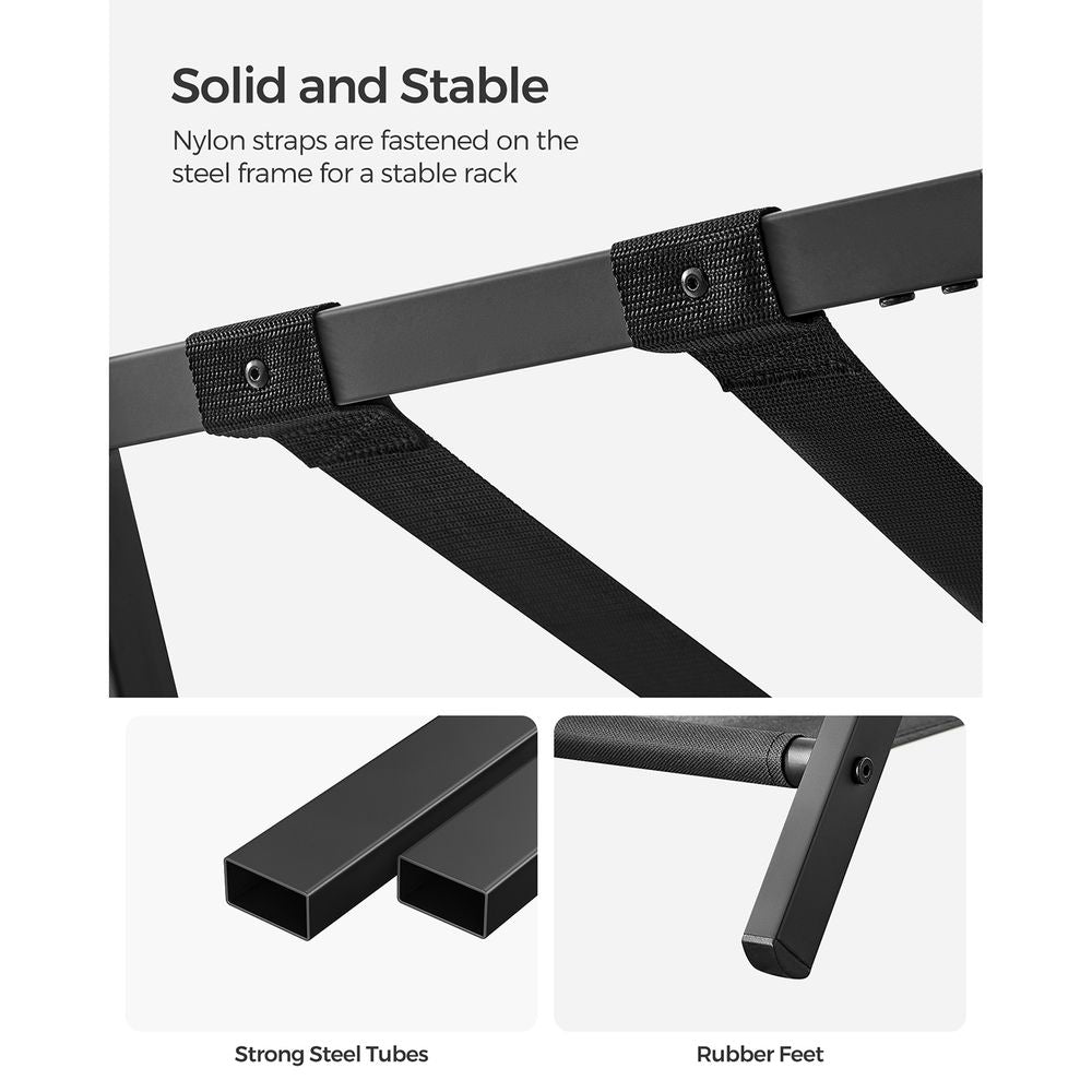 Folding Luggage Rack Set | Suitcase Stand With Storage Shelf