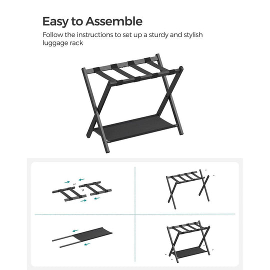 Folding Luggage Rack Set | Suitcase Stand With Storage Shelf