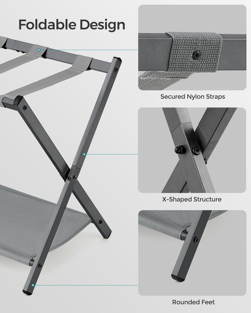Folding Luggage Rack Set | Suitcase Stand With Storage Shelf