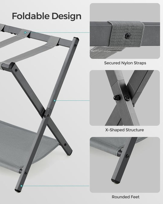 Folding Luggage Rack Set | Suitcase Stand With Storage Shelf