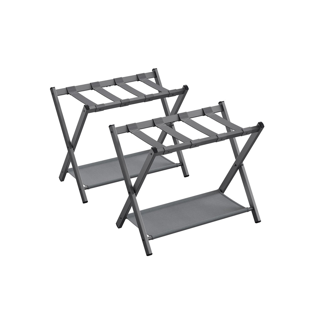 Folding Luggage Rack Set | Suitcase Stand With Storage Shelf