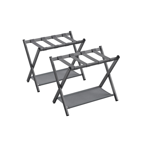 Folding Luggage Rack Set | Suitcase Stand With Storage Shelf