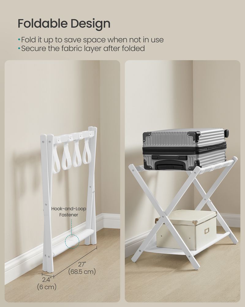 Folding Luggage Rack Set | Suitcase Stand With Storage Shelf