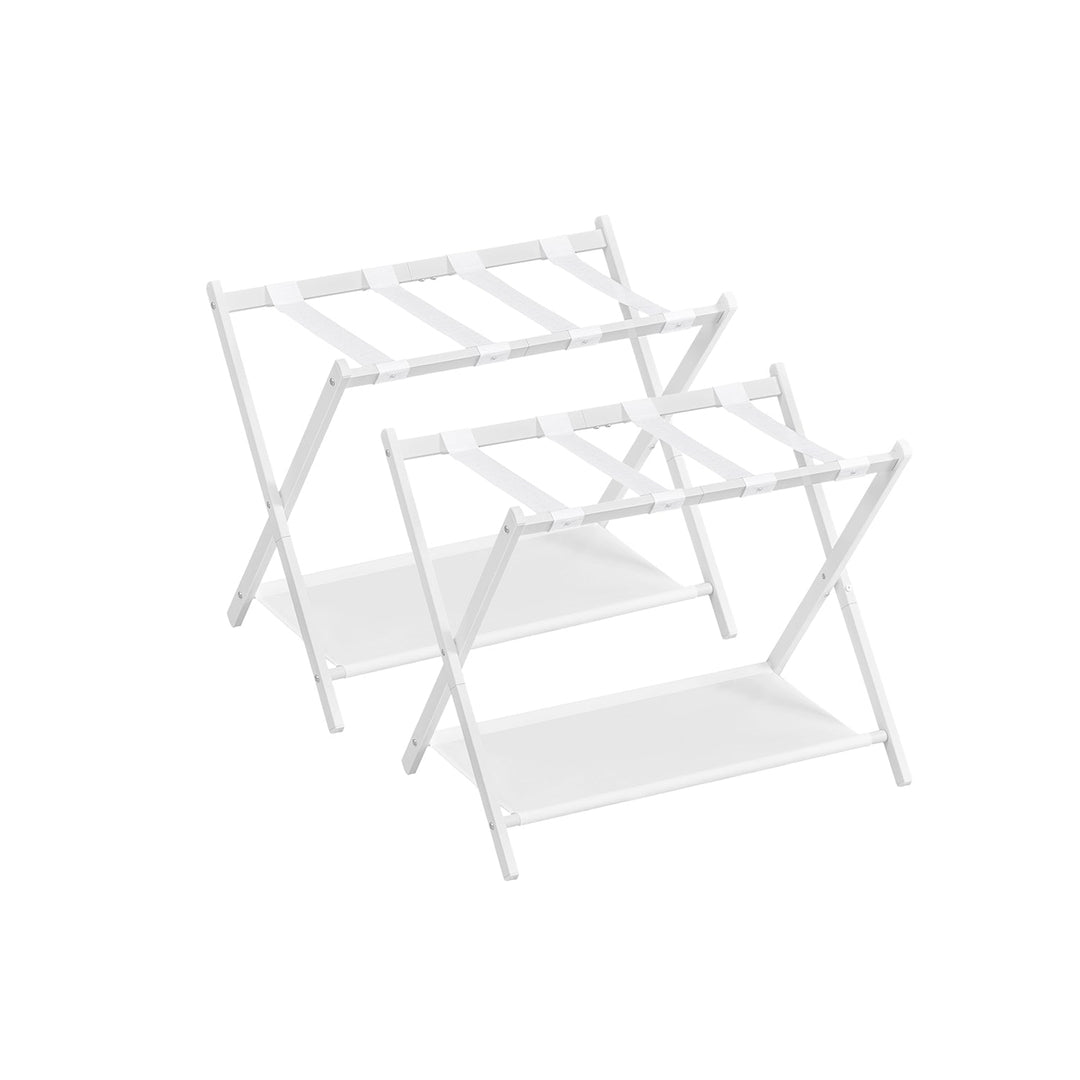 Folding Luggage Rack Set | Suitcase Stand With Storage Shelf