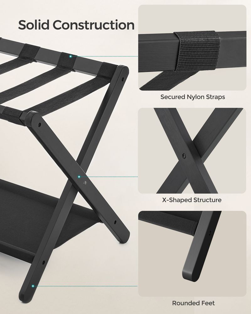 Folding Luggage Rack | Suitcase Stand With Lower Shelf