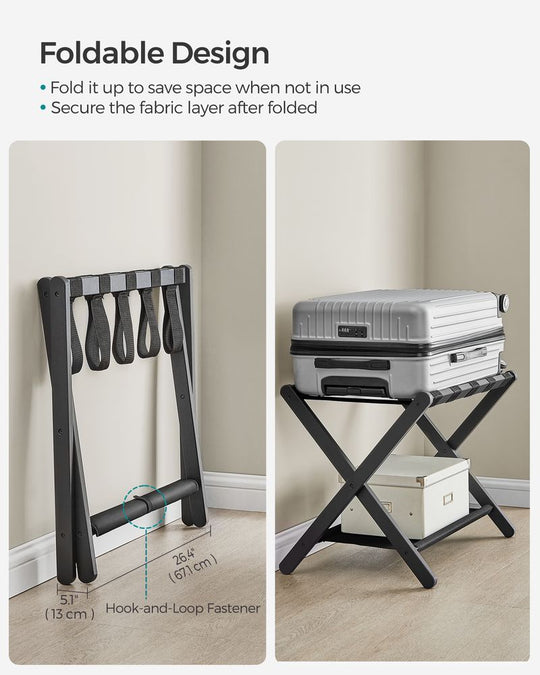 Folding Luggage Rack | Suitcase Stand With Lower Shelf