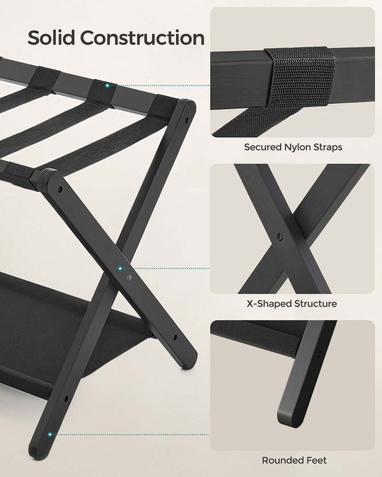 Folding Luggage Rack | Suitcase Stand With Lower Shelf