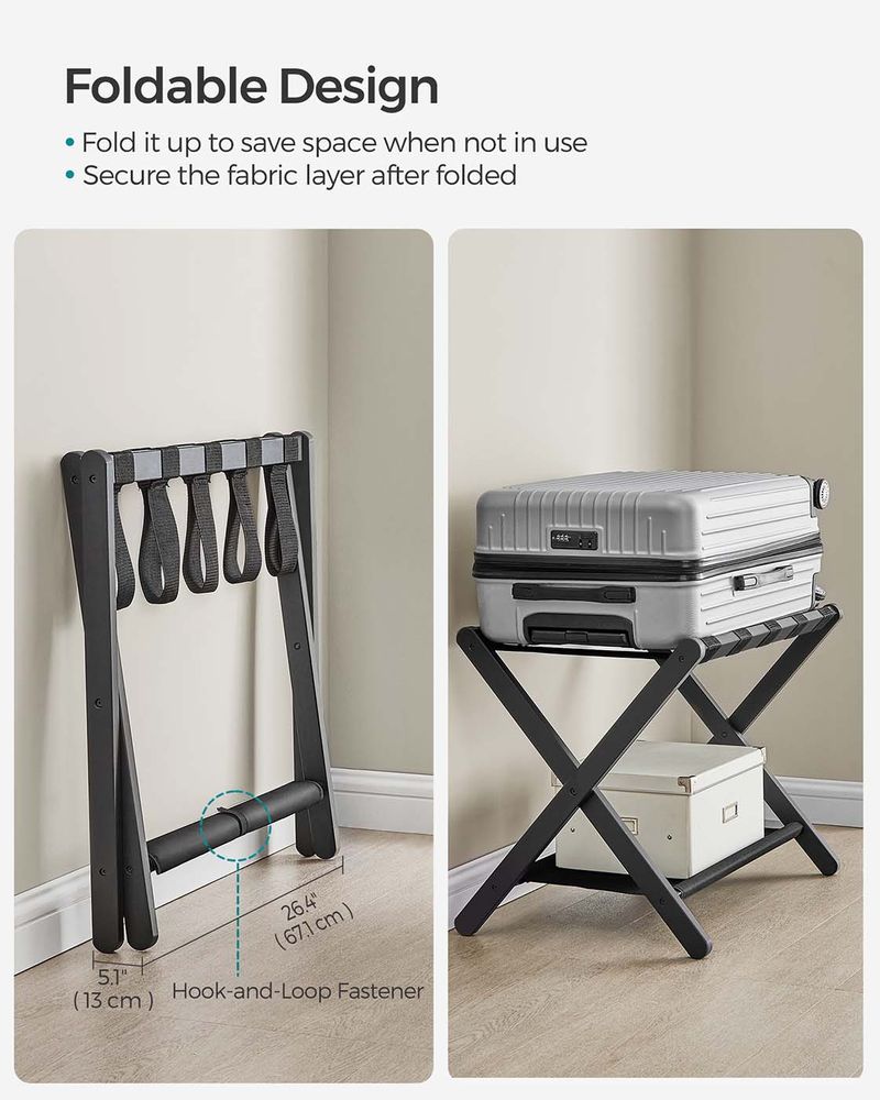 Folding Luggage Rack | Suitcase Stand With Lower Shelf