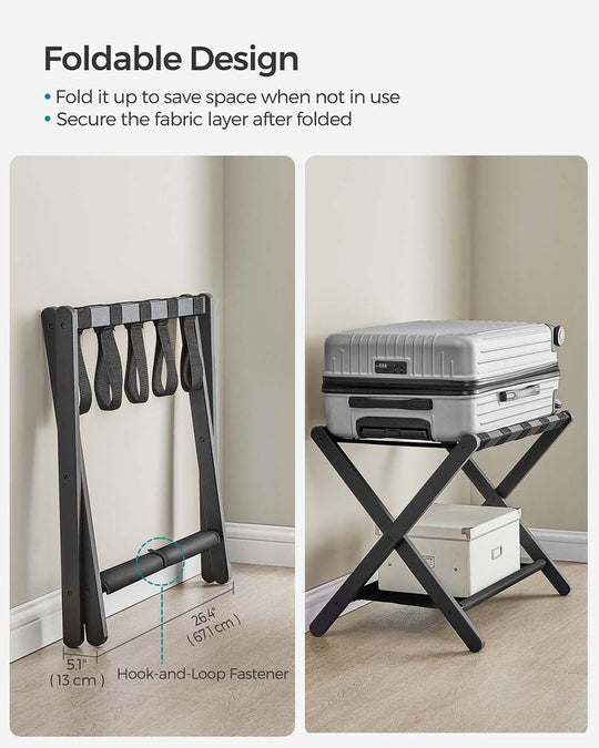 Folding Luggage Rack | Suitcase Stand With Lower Shelf