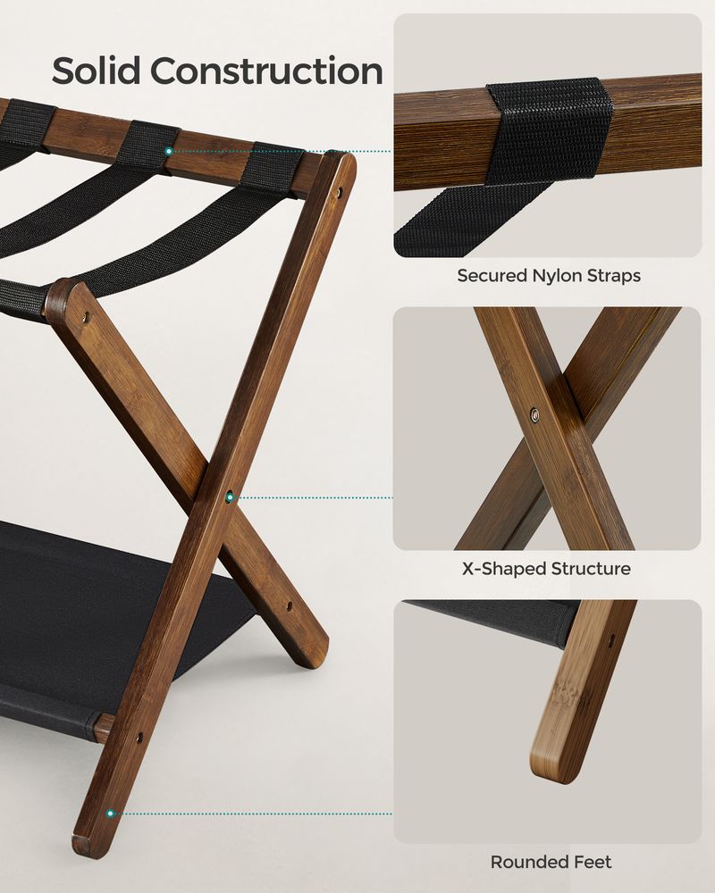 Folding Luggage Rack | Suitcase Stand With Lower Shelf