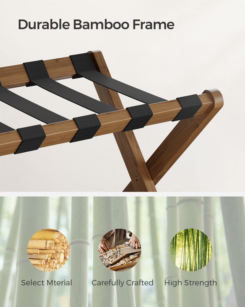 Folding Luggage Rack | Suitcase Stand With Lower Shelf