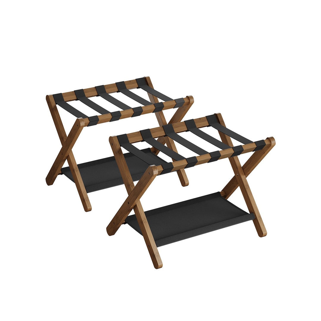 Folding Luggage Rack | Suitcase Stand With Lower Shelf