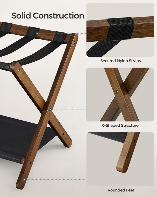 Folding Luggage Rack | Suitcase Stand With Lower Shelf