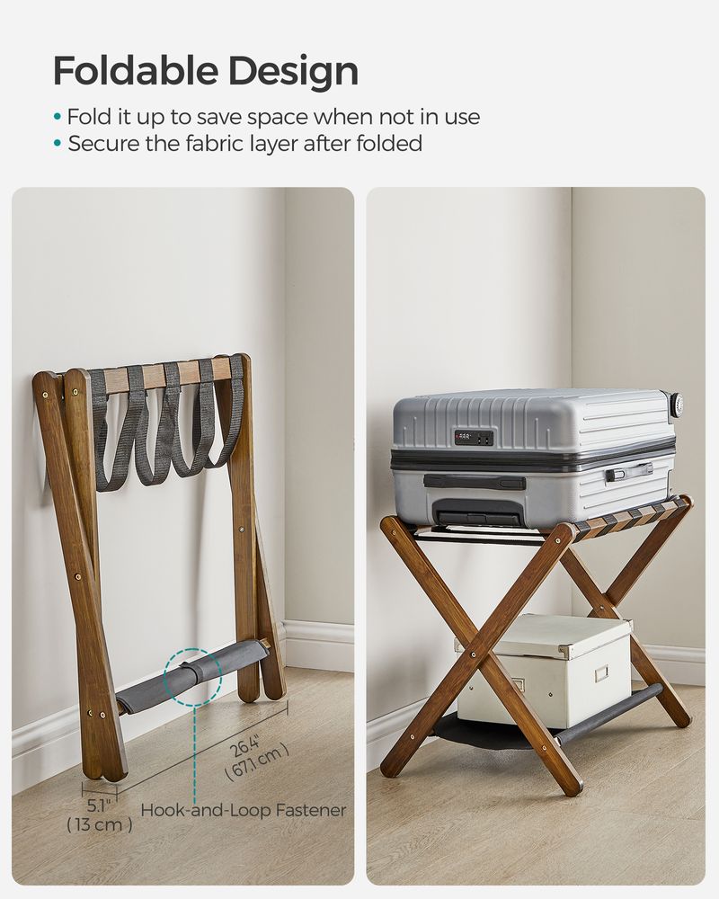 Folding Luggage Rack | Suitcase Stand With Lower Shelf