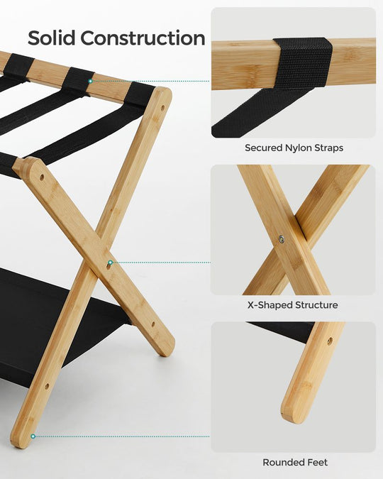 Folding Luggage Rack | Suitcase Stand With Lower Shelf