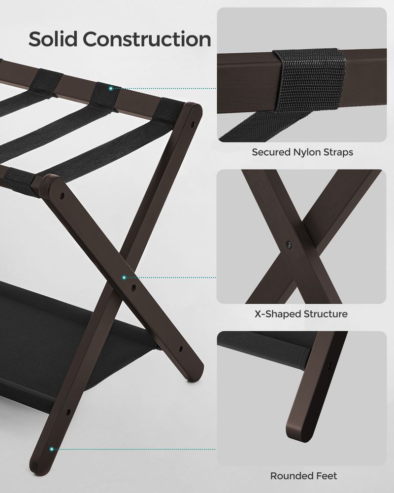 Folding Luggage Rack | Suitcase Stand With Lower Shelf