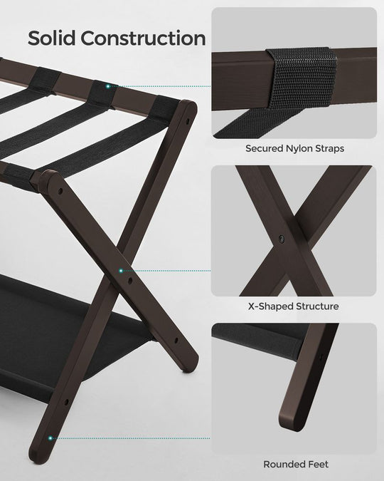 Folding Luggage Rack | Suitcase Stand With Lower Shelf