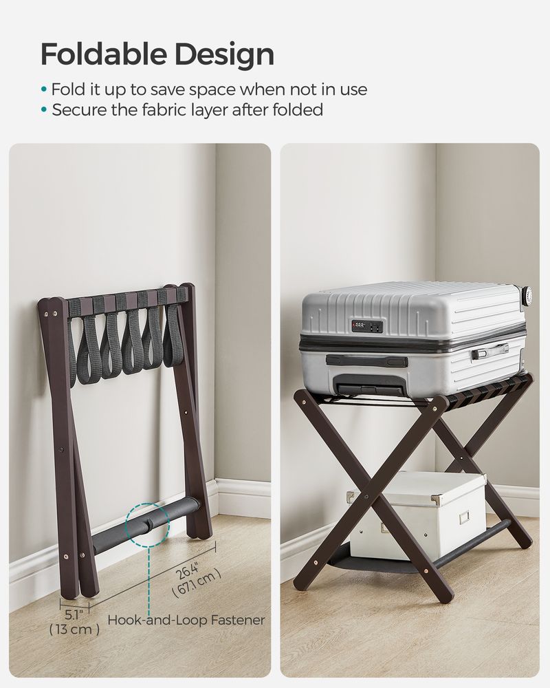 Folding Luggage Rack | Suitcase Stand With Lower Shelf