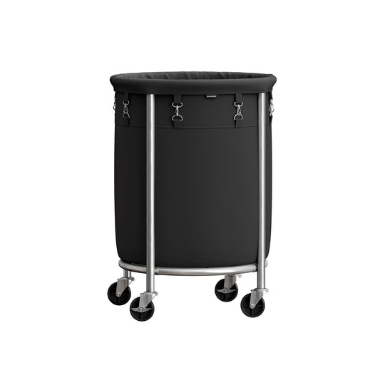 Round Rolling Laundry Hamper | Steel Frame Cart With Wheels