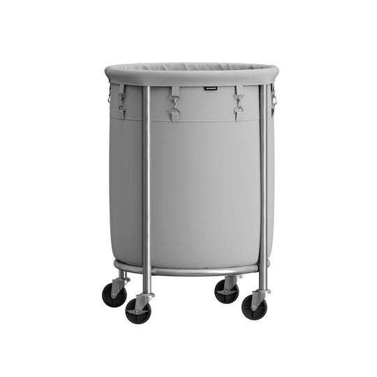 Round Rolling Laundry Hamper | Steel Frame Cart With Wheels