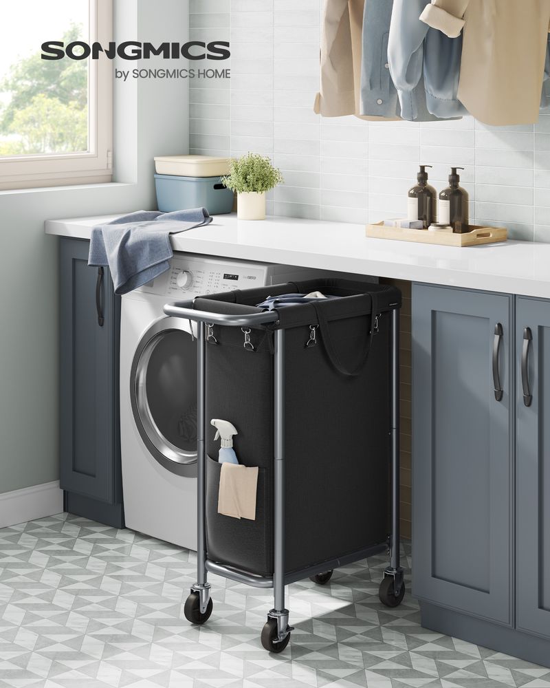 Rolling Laundry Basket | Wheeled Hamper with Steel Frame