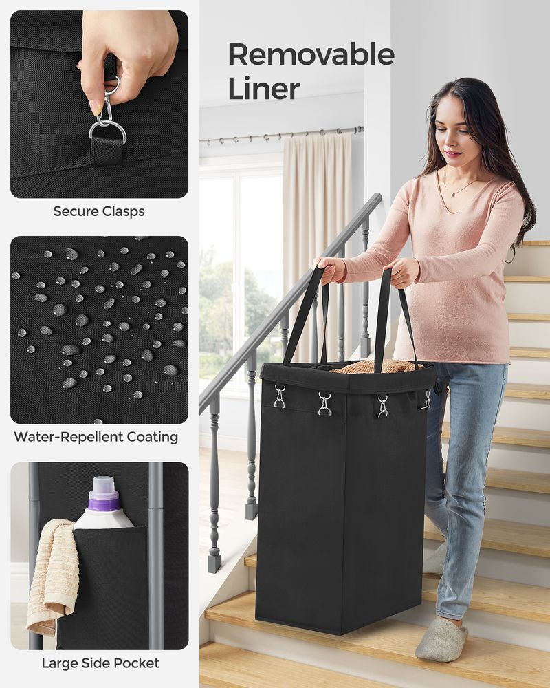 Rolling Laundry Basket | Wheeled Hamper with Steel Frame