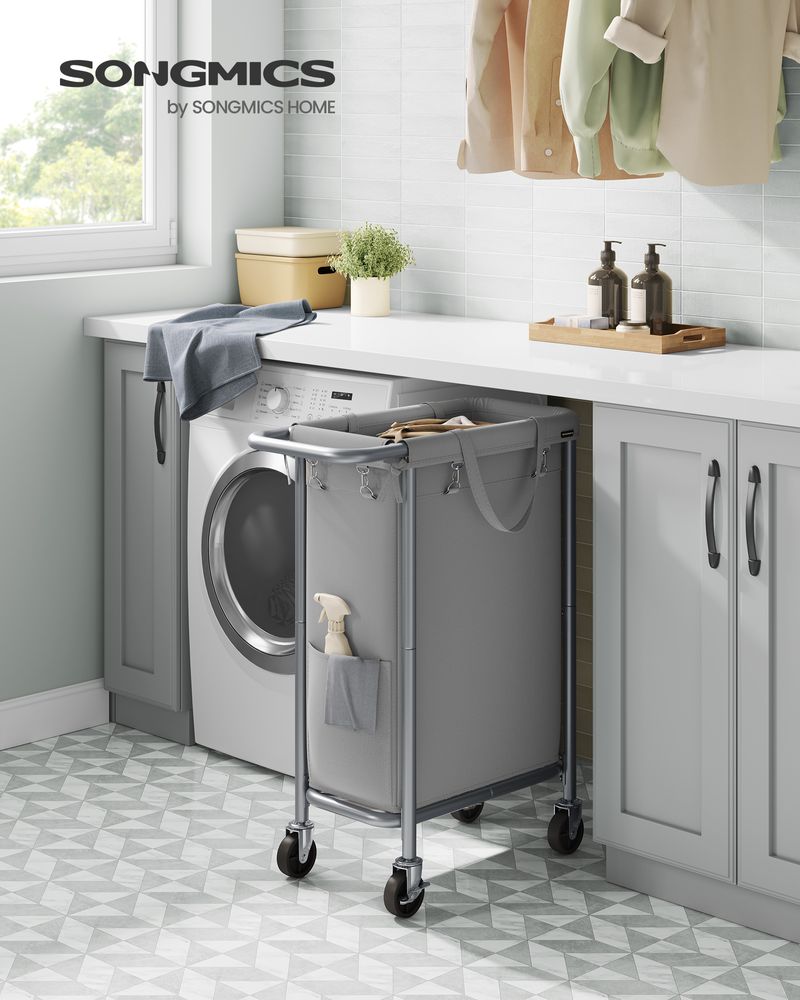 Rolling Laundry Basket | Wheeled Hamper with Steel Frame