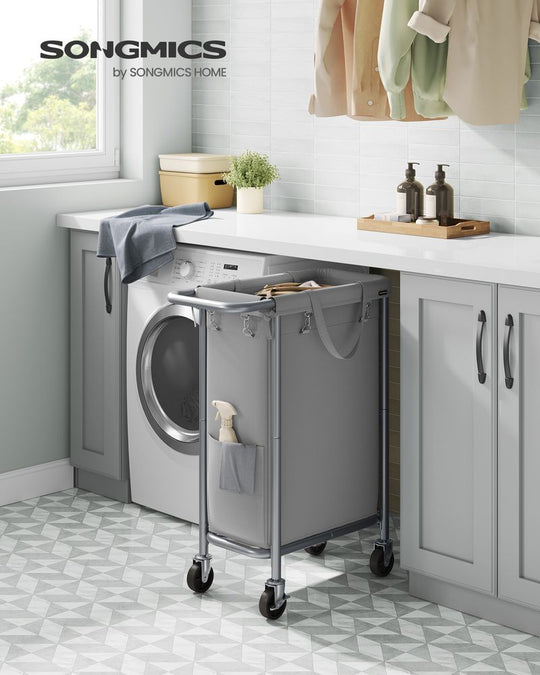 Rolling Laundry Basket | Wheeled Hamper with Steel Frame