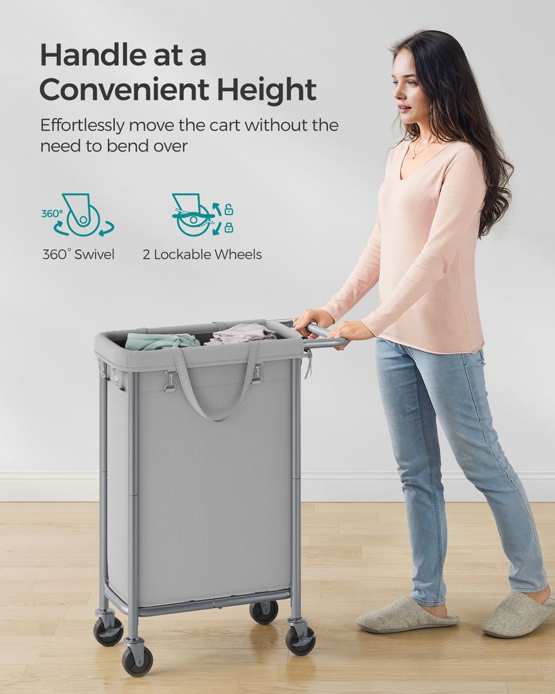 Rolling Laundry Basket | Wheeled Hamper with Steel Frame