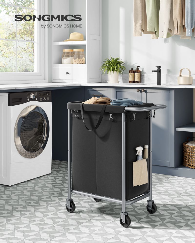 Rolling Laundry Basket | Wheeled Hamper with Steel Frame