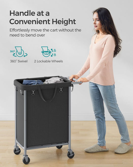 Rolling Laundry Basket | Wheeled Hamper with Steel Frame
