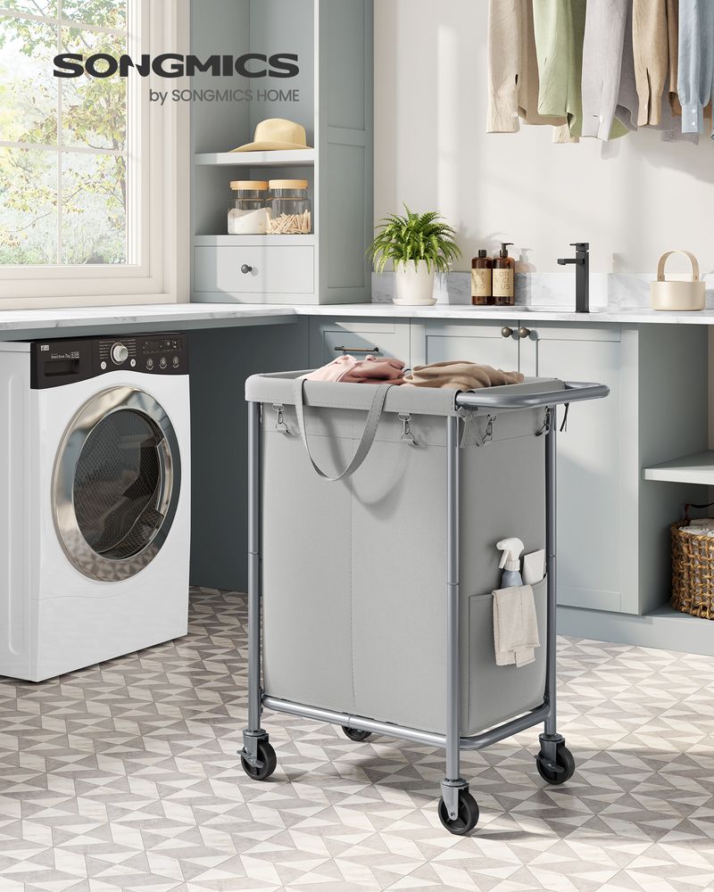 Rolling Laundry Basket | Wheeled Hamper with Steel Frame