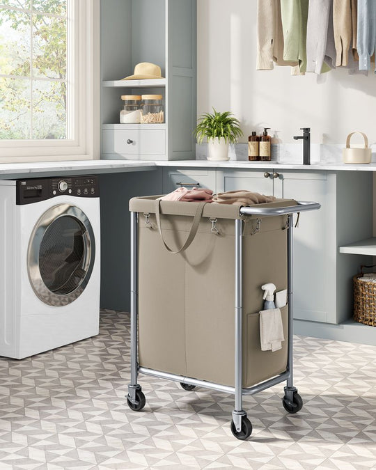 Rolling Laundry Basket | Wheeled Hamper with Steel Frame