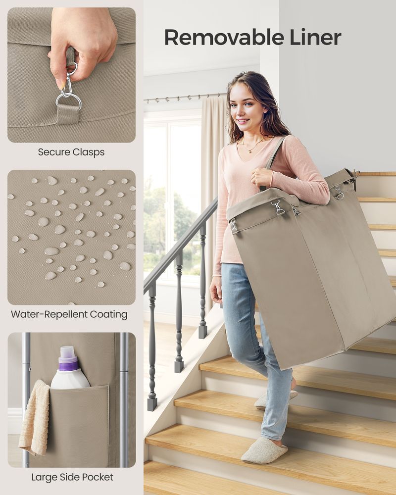 Rolling Laundry Basket | Wheeled Hamper with Steel Frame