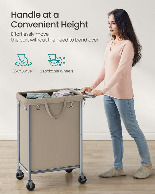 Rolling Laundry Basket | Wheeled Hamper with Steel Frame