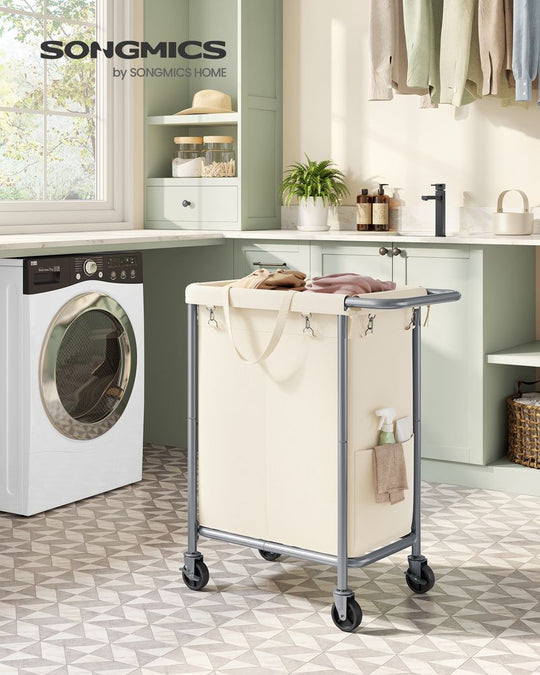 Rolling Laundry Basket | Wheeled Hamper with Steel Frame