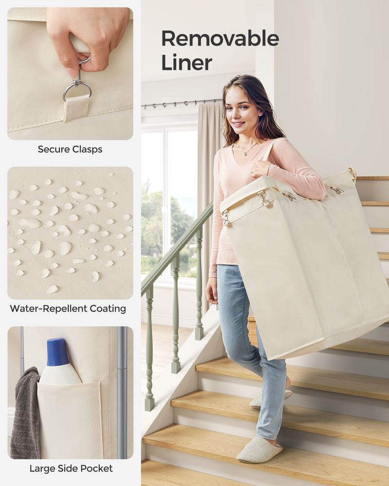 Rolling Laundry Basket | Wheeled Hamper with Steel Frame