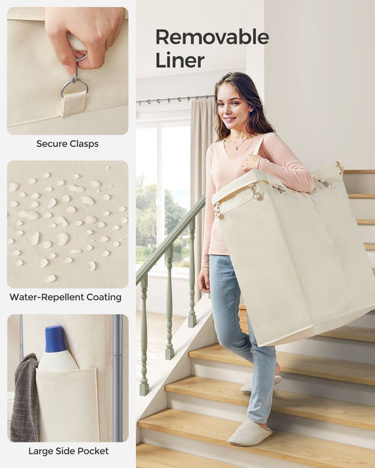 Rolling Laundry Basket | Wheeled Hamper with Steel Frame