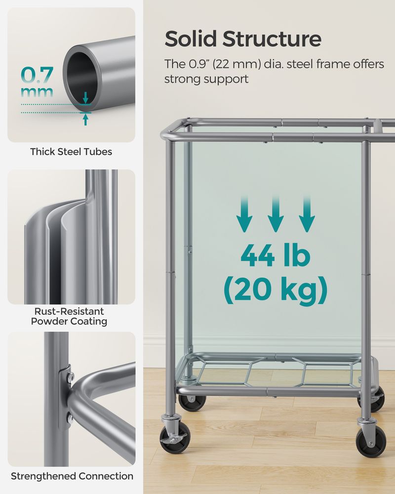 Rolling Laundry Basket | Wheeled Hamper with Steel Frame