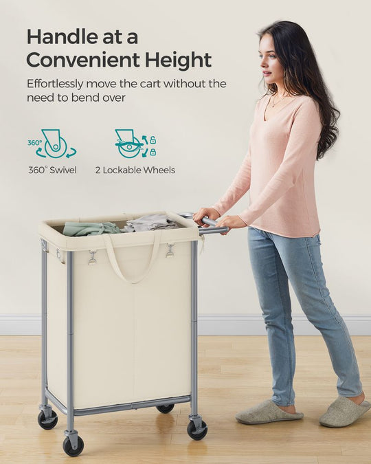 Rolling Laundry Basket | Wheeled Hamper with Steel Frame